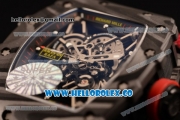 Richard Mille RM 055 Miyota 9015 Automatic Carbon Fiber Case with Skeleton Dial and Red Nylon/Leather Strap