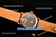 Cartier Rotonde De Asia Manual Winding Rose Gold Case with Black Dial and White Roman Numeral Markers