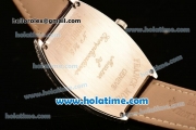 Franck Muller Cintree Curvex Ronda 762 Quartz Steel/Diamond Case with Diamond Dial and Brown Leather Strap