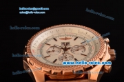 Breiting for Bentley Big Date Automatic Movement Rose Gold Case with White Dial and Rose Gold Strap