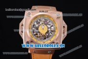 Hublot Masterpiece MP 08 Antikythera Sunmoon Asia 2813 Automatic Rose Gold Case Skeleton Dial Stick Markers and Yellow Leather Strap