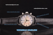 IWC Pilot's Chronograph Miyota Quartz PVD Case with White Dial and Black Leather Strap