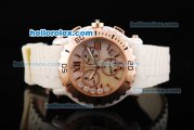 Chopard Happy Sport Swiss Quartz Movement Ceramic Case with Rose Gold Bezel and White Rubber Strap