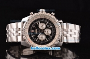 Breitling for Bentley Motors Quartz Chronograph Movement Full Steel with Black Dial and Silver Stick Marker