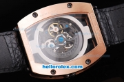 Richard Mille Tourbillon Gold Case with Red Marking and Black Leather Strap