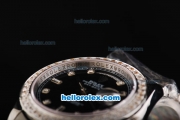 Rolex Day Date II Automatic Movement Full Steel with Diamond Bezel-Diamond Markers and Black Dial