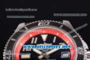 Breitling Superocean 42 Swiss ETA 2824 Automatic Steel Case with Black Dial and Arabic Numeral Markers - Red Inner Bezel