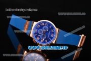 Ulysse Nardin Marine Chrono Asia Automatic Rose Gold Case with Roman Numeral Markers and Blue Dial