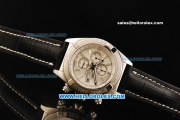 Breitling Chronomat B01 Chronograph Miyota Quartz Movement Beige Dial with Silver Markers and Black Leather Strap