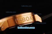 U-BOAT Italo Fontana Quartz Movement Rose Gold Case with White Dial and Rose Gold Numeral Markers-Black Leather Strap