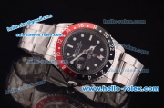 Rolex GMT Master Vintage Asia 2813 Automatic Full Steel and Black/Red Bezel with Black Dial- White Punctate Markers