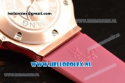 Hublot Big Bang Tutti Japanese Miyota Quartz Rose Gold Case with Red Dial Stick Markers and Pink Rubber Strap