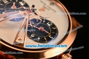 Patek Philippe Grand Complication ST25 Automatic Rose Gold Case with White Dial and Brown Leather Strap - ETA Coating