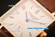 Patek Philippe Gondolo Manual Winding Rose Gold Case with White Dial and Brown Leather Strap