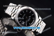 Rolex Day-Date Asia 2813 Automatic Stainless Steel Case/Bracelet with Black Dial and Stick Markers (BP)
