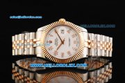 Rolex Datejust II Oyster Perpetual Automatic Movement Steel Case with White Dial and Rose Gold Bezel-Two Tone Strap