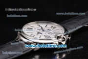 Cartier Ballon Bleu De 45MM Miyota Quartz Steel Case with White Dial and Black Leather Strap