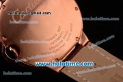 Cartier Ballon Bleu de Cartier Swiss ETA 2892 Automatic Rose Gold Case with Brown Leather Strap Diamond Dial and Roman Numeral Markers