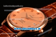Omega De Ville Co-Axial Swiss ETA 2824 Automatic Rose Gold Case with Champagne Dial and Roman Numeral Markers