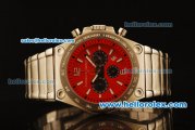 Ferrari Chronogaph Swiss ETA Quartz Full Steel with Red Dial and 7750 Coating