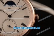 IWC Portofino Vintage Moonphase Asia 6497 Manual Winding Rose Gold Case with White Dial and Brown Leather Strap - (AAAF)