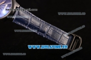 Cartier Rotonde De Miyota Quartz PVD Case with Blue Dial and Blue Leather Strap
