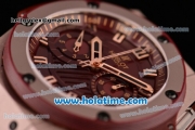 Hublot King Power Chrono Swiss Valjoux 7750 Automatic Rose Gold Case with Brown Rubber Strap and Rose Gold Markers (YR)