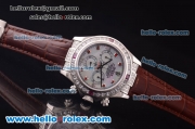 Rolex Daytona Chronograph Swiss Valjoux 7750 Automatic Steel Case with Diamond Bezel and White MOP Dial