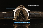 Panerai Luminor Marina PAM 312 Swiss Valjoux 7750 Automatic Steel Case Black Dial with White Stick/Numeral Markers and Black Leather Strap-1:1 Original