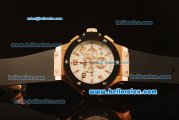 Hublot Big Bang Chronograph Miyota Quartz Two Tone Case with PVD Bezel and White Dial-Black Rubber Strap