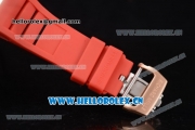 Richard Mille RM053 Miyota 9015 Automatic Rose Gold Case with Skeleton Dial and Red Rubber Strap