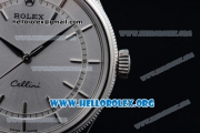 Rolex Cellini Clone Rolex 3132 Automatic Steel Case with Silver Dial Black Leather Strap - (BP)