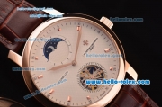 Vacheron Constantin Malte Tourbillon Asia ST22 Automatic Rose Gold Case with Brown Leather Strap White Dial