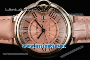 Cartier Ballon Bleu De Medium Swiss ETA 2671 Automatic Steel Case Pink Dial Roman Numeral Markers and Pink Genuine Leather Strap - 1:1 Original