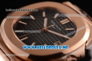 Patek Philippe Nautilus Miyota 9015 Automatic 18K Rose Gold Case/Bracelet with Black Dial and Stick Markers (BP)
