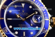 Rolex Submariner Clone Rolex 3135 Automatic Two Tone Case/Bracelet with Blue Dial and Dot Markers (BP)