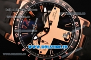 Ulysse Nardin El Toro / Black Toro Asia Automatic Rose Gold Case with Stick Markers Black Dial and PVD Bezel