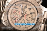 Breitling Super Avenger Ultimate Chrono Swiss Valjoux 7750 Automatic Silver Case with White Dial