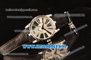 Roger Dubuis Excalibur Clone Roger Dubuis RD830 Automatic Steel Case with Silver Dial Stick Markers and Black Genuine Leather