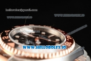 Rolex GTM-Master II 2836 Automatic Rose Gold Case with Black Dial Dots Markers and Two Tone Bracelet