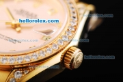 Rolex Datejust Automatic Movement Golden Case with Orange Dial and Diamond Bezel