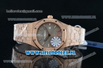 Audemars Piguet Royal Oak Swiss Quartz Rose Gold Case with Grey Dial and Rose Gold Bracelet (EF)