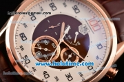 Tag Heuer Mikrograph Chrono Miyota OS10 Quartz Rose Gold Case with Brown Leather Strap and White/Brown Dial