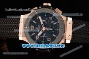 Hublot Big Bang Chrono Swiss Valjoux 7750 Automatic Rose Gold/PVD Case Black Dial With Stick/Arabic Numeral Markers Black Rubber Strap