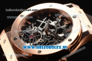 Hublot Classic Fusion Skeleton Tourbillon Asia Auto Rose Gold Case with Skeleton Dial and Black Leather Strap