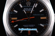 Rolex Milgauss Automatic Movement Silver Case with Black Dial and Stick Marker-SS Strap
