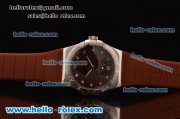 Omega Constellation Swiss ETA Quartz Steel Case with Brown Dial and Brown Rubber Strap