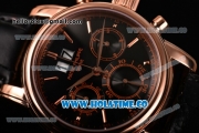 Patek Philippe Grand Complication Chrono Miyota OS20 Quartz Rose Gold Case with Black Dial and Rose Gold Stick Markers