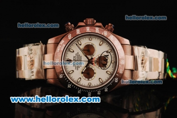 Rolex Daytona II Chronograph Swiss Valjoux 7750 Automatic Movement Brown PVD Case with White Dial and Brown PVD Strap