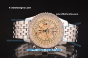 Breitling Montbrillant Datora Swiss Valjoux 7751 Automatic Steel Case/Strap with Beige Dial